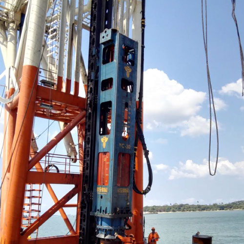 YC-30 hydraulic impact pile driving hammer for offshore wind piling project
